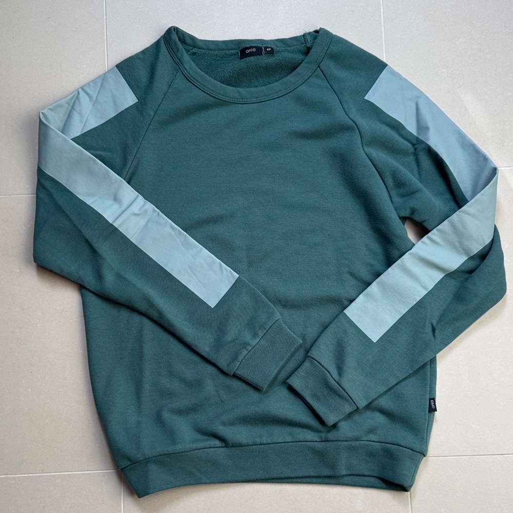 ONIA Men's Green TERRY CREWNECK SWESTER with light accent